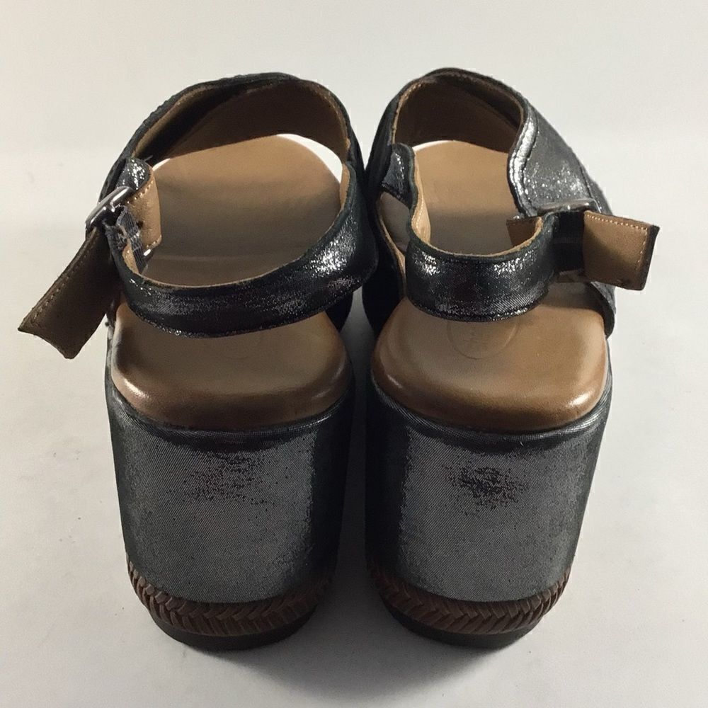 Sheridan Mia Metallic Black Platform Sandals - Picture 4 of 8